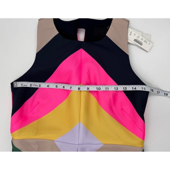 J.Crew Collection Halter Chevron Stripe Dress Size 0 Multicolor Satin - Picture 9 of 11
